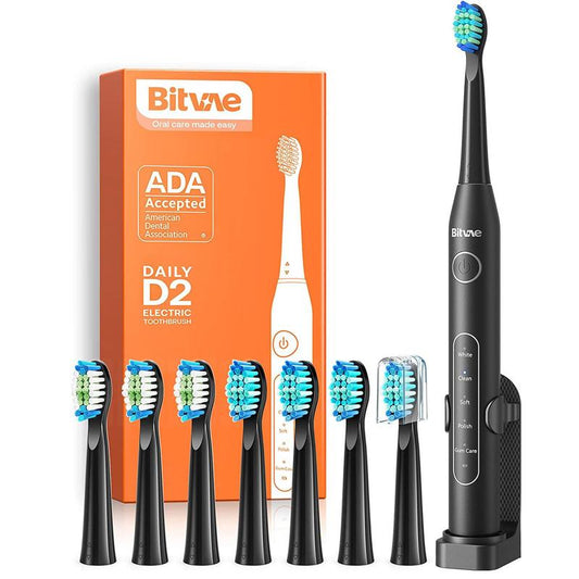 Bitvae D2 Electric Toothbrush for Adults - Ultrasonic Electric Toothbrushes with 8 Brush Heads, ADA Accepted Power Rechargeable Toothbrush with 5 Modes, Smart Timer